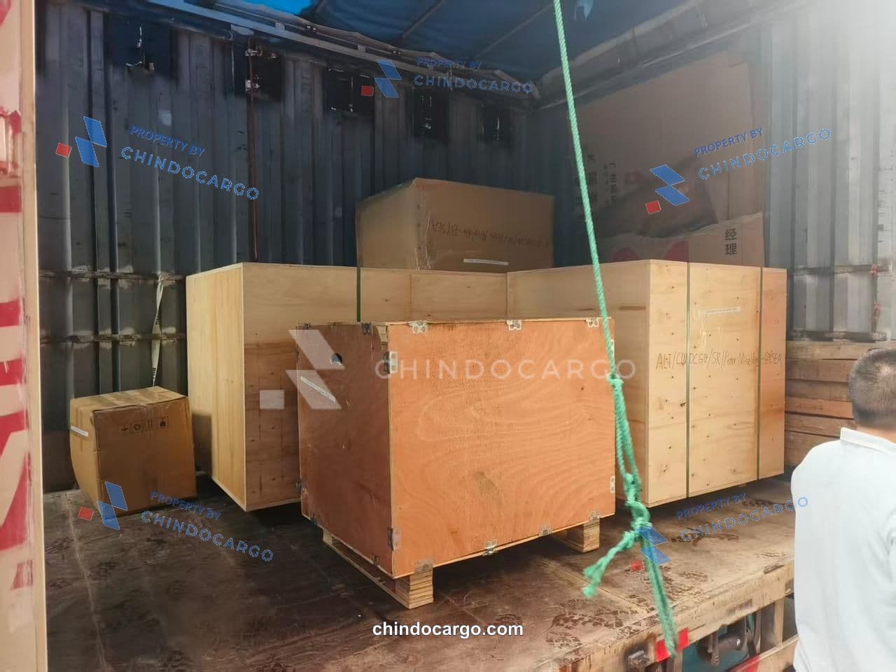 Cargo packed in wooden crates